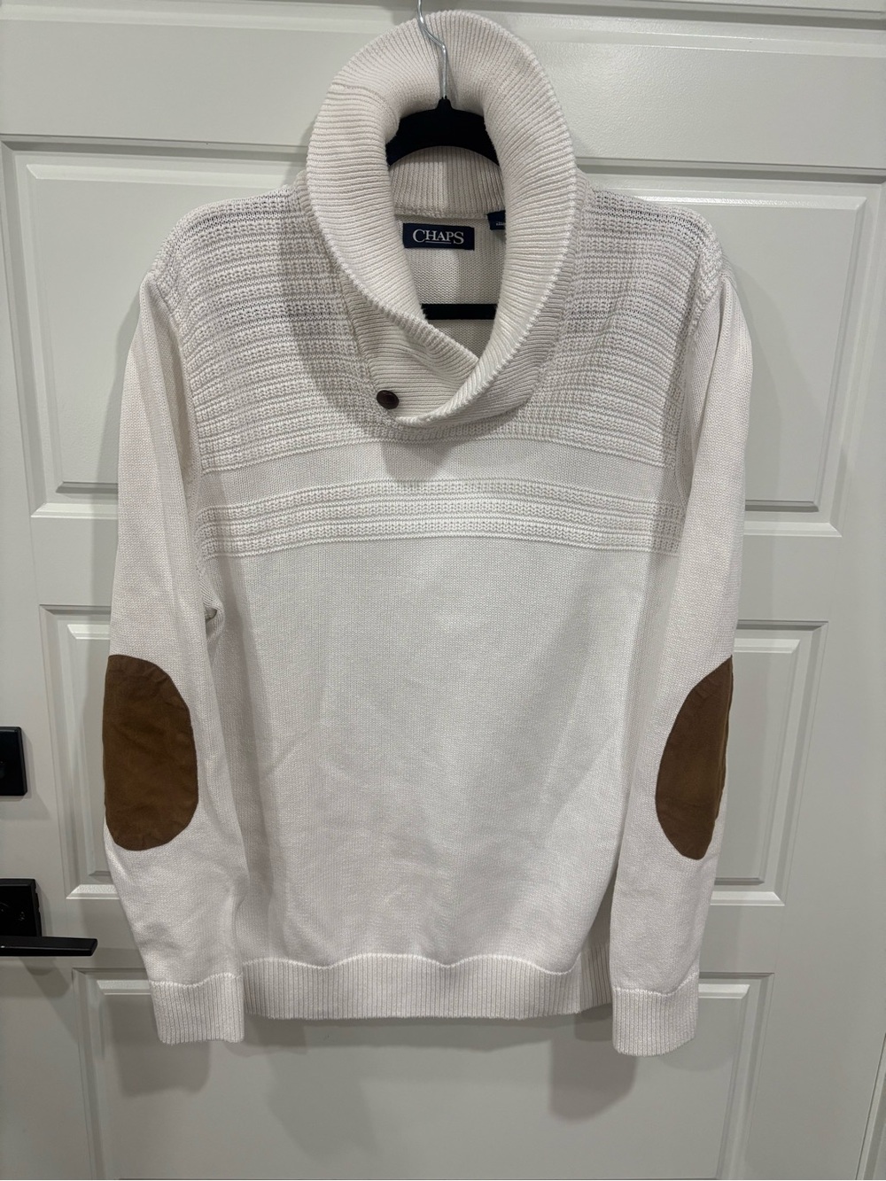 Chaps Cream Cowl Neck Sweater with Button Accent